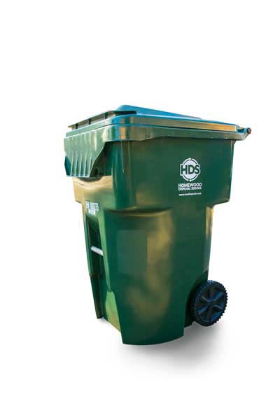 Green garbage can