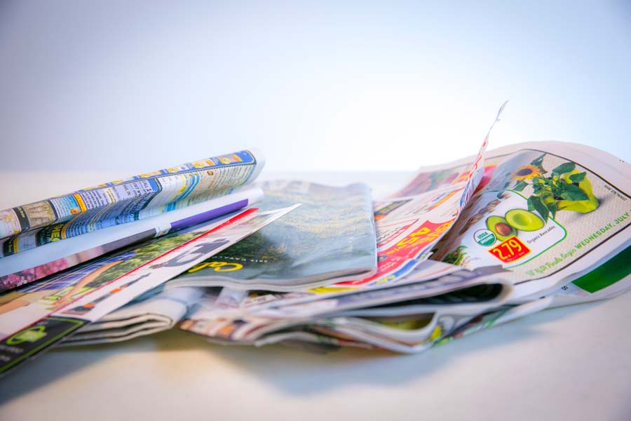 newspaper recycling and cards
