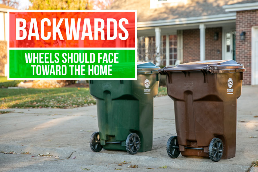 backward garbage cart placement