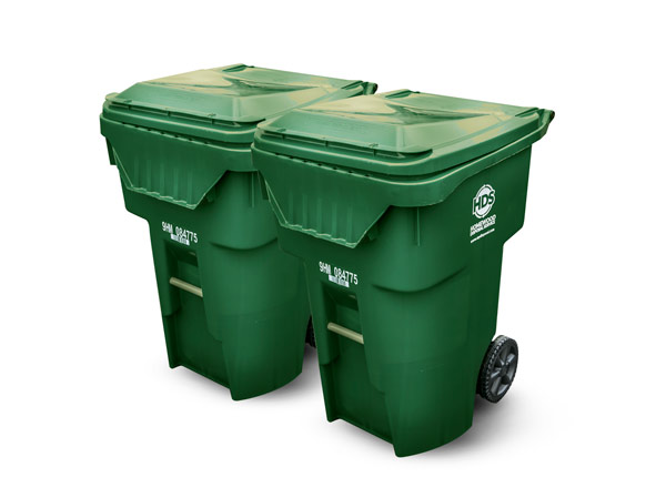 Green garbage cart toter