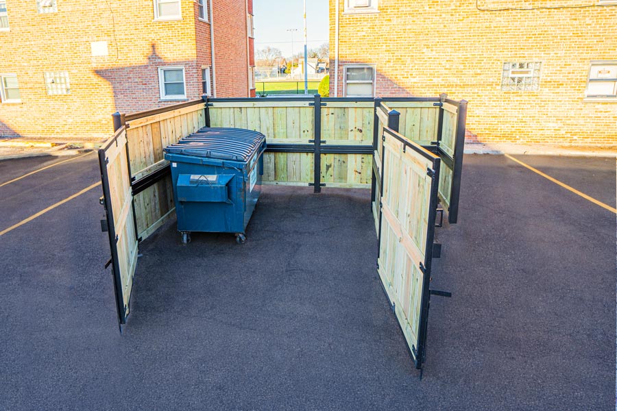 Garbage corral gate open