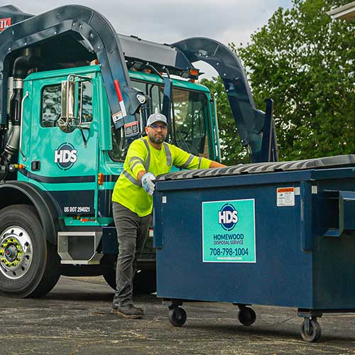 Commercial-Garbage-Service-Worker-With-Dumpster