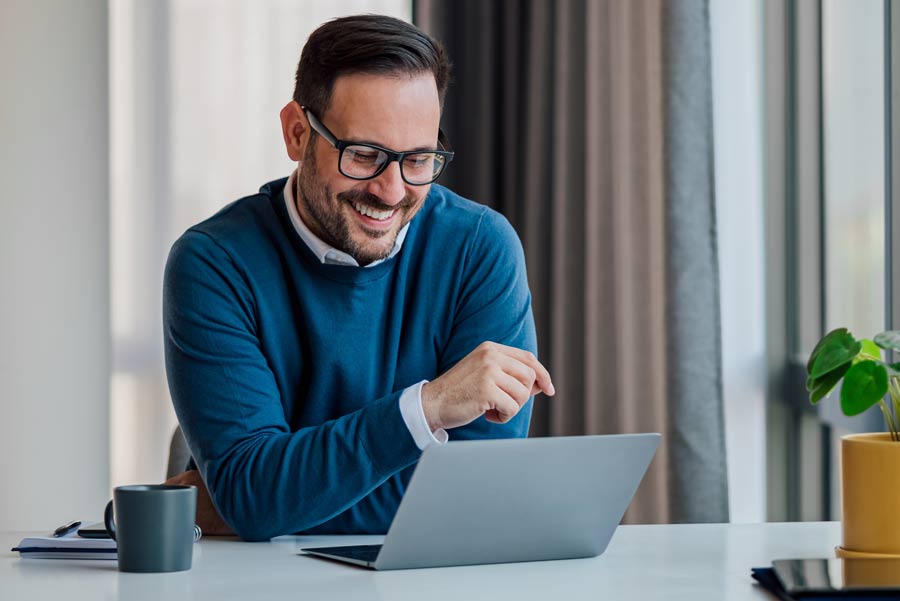 accountant looking at computer